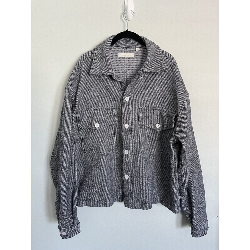Urban outfitters Standard Cloth Oversized Shacket Black White Medium Button Up